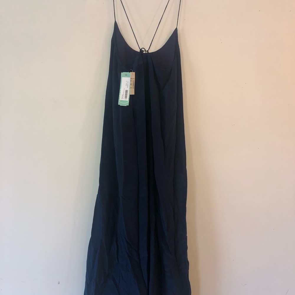 Madewell silk tie-back slip dress navy - Picture 6 of 8